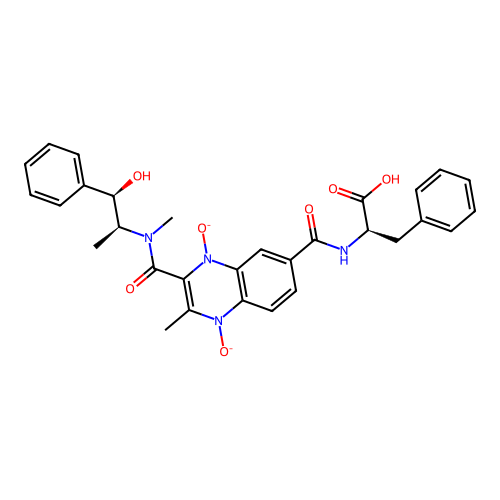 D-Phenylalanine, N-((3-(((2-hydroxy-1-methyl-2-phenylethyl)methylamino)carbonyl)-2-methyl-6-quinoxalinyl)carbonyl)-, N,N'-dioxide, (R-(R*,S*))- structure