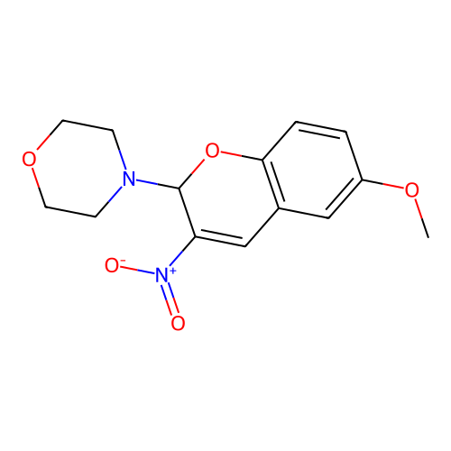 4-(6-methoxy-3-nitro-2H-chromen-2-yl)morpholine structure