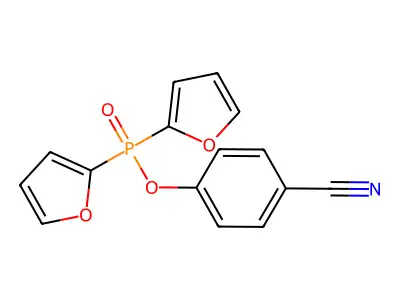 Phosphinic acid, di-2-furanyl-, 4-cyanophenyl ester structure