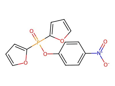 Phosphinic acid, di-2-furanyl-, 4-nitrophenyl ester structure