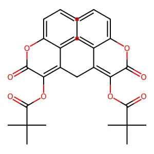 Propanoic acid, 2,2-dimethyl-, methylenebis(2-oxo-2H-1-benzopyran-3,4-diyl) ester structure