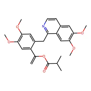 Propanoic acid, 2-methyl-, 1-(2-((6,7-dimethoxy-1-isoquinolinyl)methyl)-4,5-dimethoxyphenyl)ethenyl ester structure