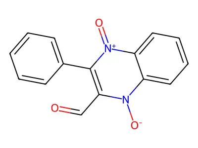 2-Quinoxalinecarboxaldehyde, 3-phenyl-, 1,4-dioxide structure