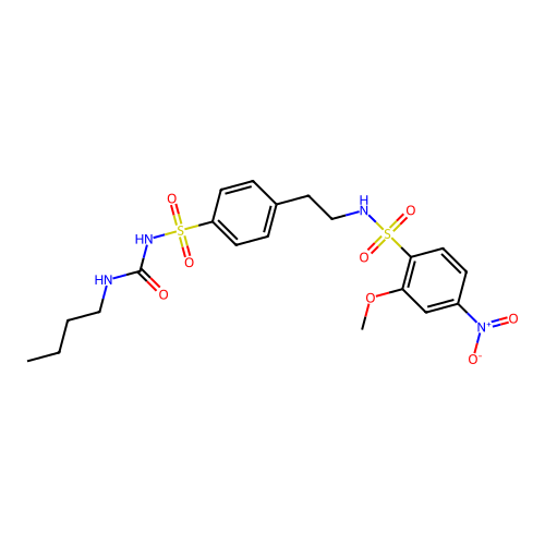 Benzenesulfonamide, N-(2-(4-((((butylamino)carbonyl)amino)sulfonyl)phenyl)ethyl)-2-methoxy-4-nitro- structure