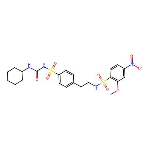 Urea, 1-cyclohexyl-3-((p-(2-(2-methoxy-4-nitrobenzenesulfonamido)ethyl)phenyl)sulfonyl)- structure