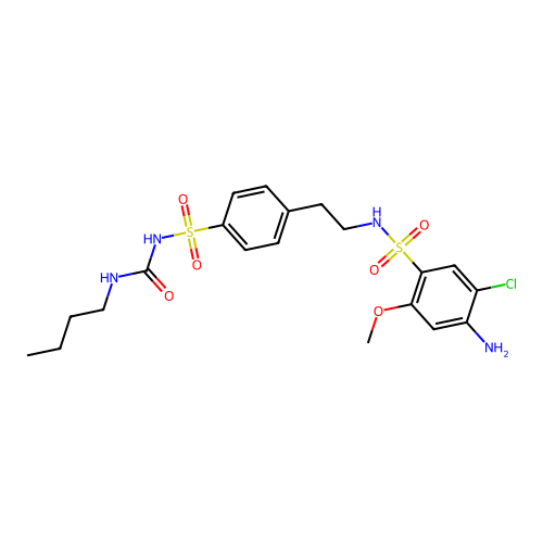 Benzenesulfonamide, 4-amino-N-(2-(4-((((butylamino)carbonyl)amino)sulfonyl)phenyl)ethyl)-5-chloro-2-methoxy- structure