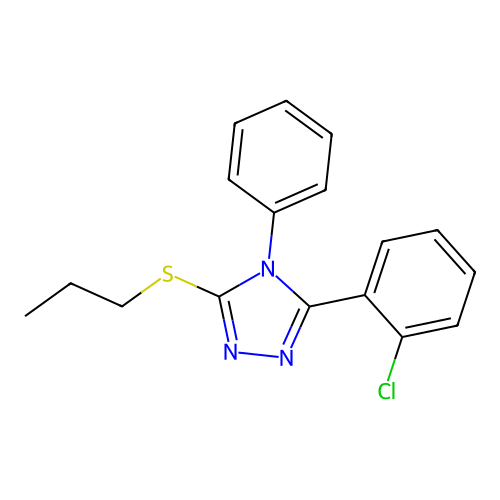 4H-1,2,4-Triazole, 3-(2-chlorophenyl)-4-phenyl-5-(propylthio)- structure