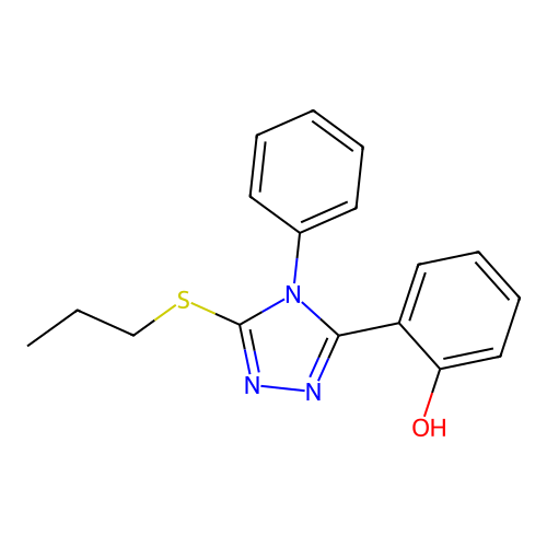 Phenol, 2-(4-phenyl-5-(propylthio)-4H-1,2,4-triazol-3-yl)- structure