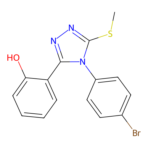 Phenol, 2-(4-(4-bromophenyl)-5-(methylthio)-4H-1,2,4-triazol-3-yl)- structure