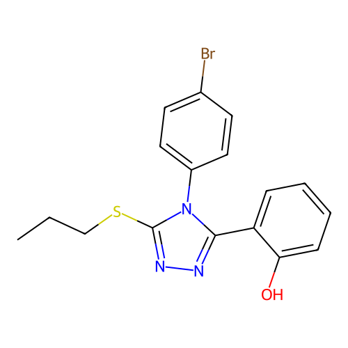 Phenol, 2-(4-(4-bromophenyl)-5-(propylthio)-4H-1,2,4-triazol-3-yl)- structure