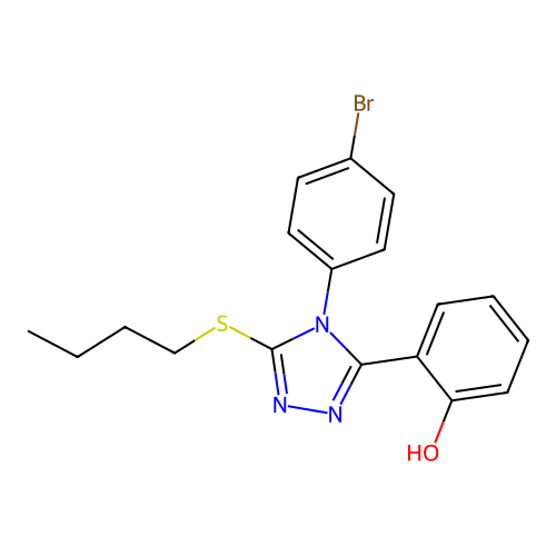 Phenol, 2-(4-(4-bromophenyl)-5-(butylthio)-4H-1,2,4-triazol-3-yl)- structure