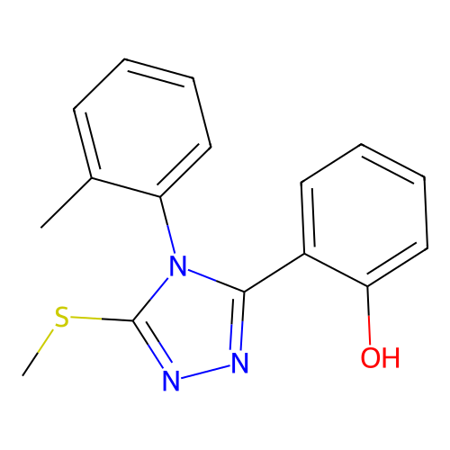 Phenol, 2-(4-(2-methylphenyl)-5-(methylthio)-4H-1,2,4-triazol-3-yl)- structure