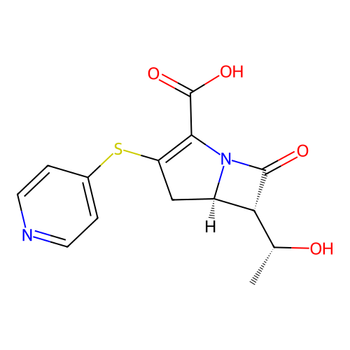 1-Azabicyclo(3.2.0)hept-2-ene-2-carboxylic acid, 6-(1-hydroxyethyl)-7-oxo-3-(4-pyridinylthio)-, (5R-(5-alpha,6-alpha(R*)))- structure