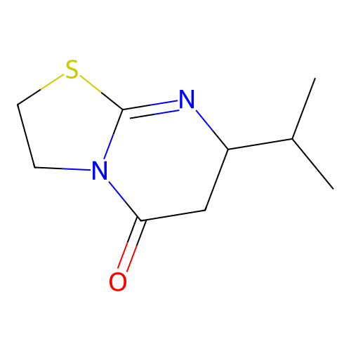 5H-Thiazolo(3,2-a)pyrimidin-5-one, 2,3,6,7-tetrahydro-7-(1-methylethyl)- structure