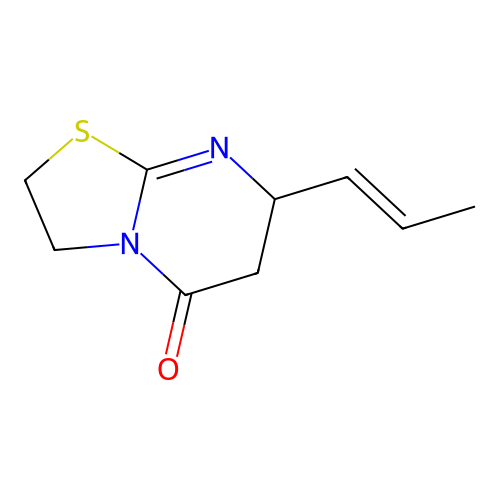 5H-Thiazolo(3,2-a)pyrimidin-5-one, 2,3,6,7-tetrahydro-7-(1-propenyl)- structure
