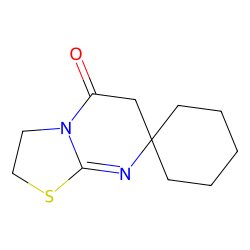 Spiro(cyclohexane-1,7'-(7H)thiazolo(3,2-a)pyrimidin)-5'(6'H)-one, 2',3'-dihydro- structure