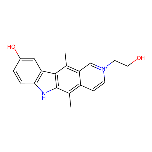 2-(2-hydroxyethyl)-5,11-dimethyl-6H-pyrido[4,3-b]carbazol-2-ium-9-ol structure