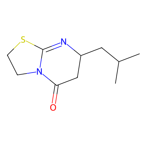 5H-Thiazolo(3,2-a)pyrimidin-5-one, 2,3,6,7-tetrahydro-7-(2-methylpropyl)- structure