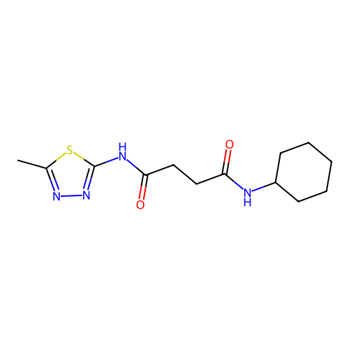 N1-cyclohexyl-N4-(5-methyl-1,3,4-thiadiazol-2-yl)succinamide structure