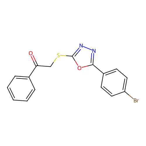 2-{[5-(4-Bromophenyl)-1,3,4-oxadiazol-2-yl]sulfanyl}-1-phenylethanone structure