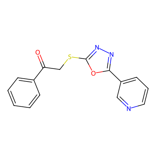 1-Phenyl-2-{[5-(pyridin-3-yl)-1,3,4-oxadiazol-2-yl]sulfanyl}ethan-1-one structure