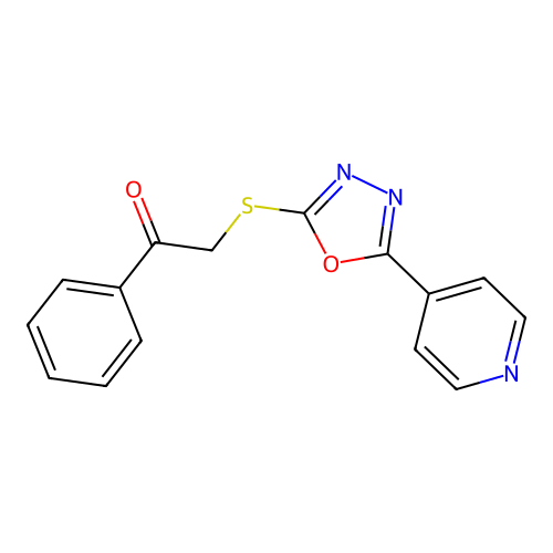 1-Phenyl-2-{[5-(pyridin-4-yl)-1,3,4-oxadiazol-2-yl]sulfanyl}ethan-1-one structure