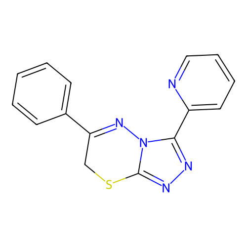 6-phenyl-3-(pyridin-2-yl)-7H-[1,2,4]triazolo[3,4-b][1,3,4]thiadiazine structure