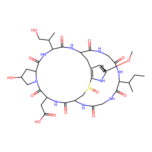 alpha-Amanitin, 1-L-aspartic acid-3-((R)-4-hydroxy-L-valine)-4-(2-mercapto-6-methoxy-L-tryptophan)- structure