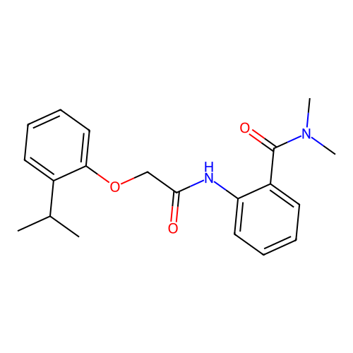 2-{[(2-isopropylphenoxy)acetyl]amino}-N,N-dimethylbenzamide structure