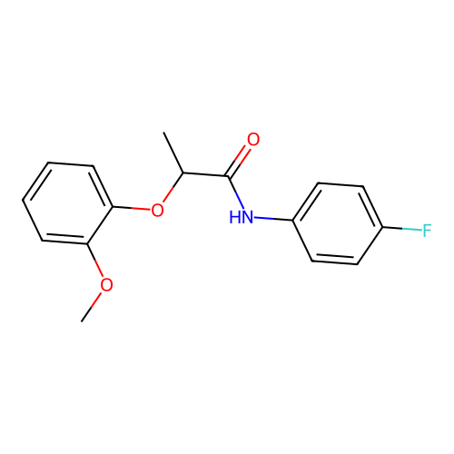 N-(4-fluorophenyl)-2-(2-methoxyphenoxy)propanamide structure