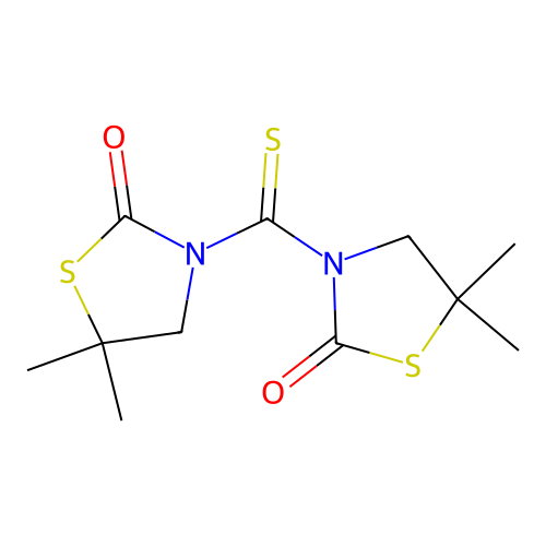 3-(5,5-dimethyl-2-oxo-1,3-thiazolidine-3-carbothioyl)-5,5-dimethyl-1,3-thiazolidin-2-one structure