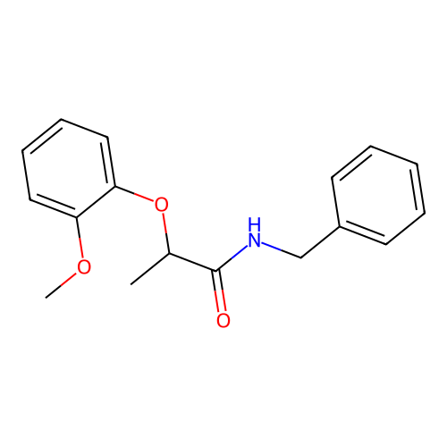 N-benzyl-2-(2-methoxyphenoxy)propanamide structure