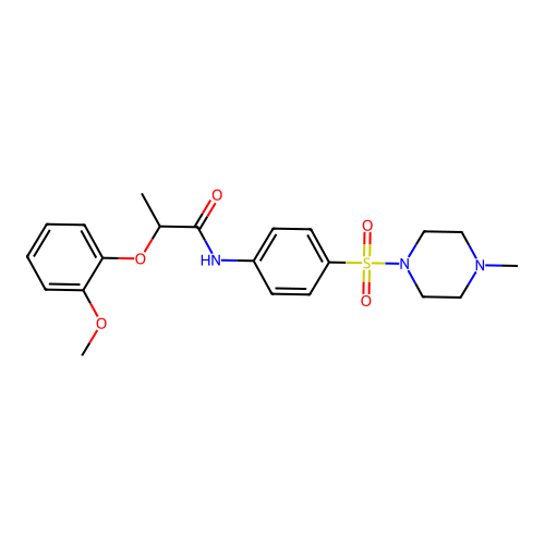 2-(2-methoxyphenoxy)-N-{4-[(4-methyl-1-piperazinyl)sulfonyl]phenyl}propanamide structure