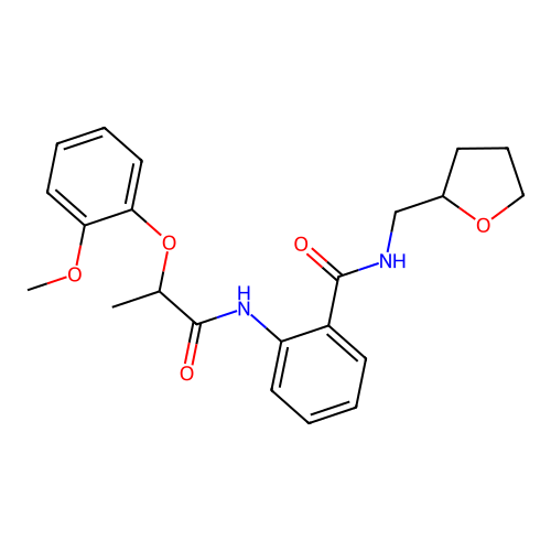 2-{[2-(2-methoxyphenoxy)propanoyl]amino}-N-(tetrahydro-2-furanylmethyl)benzamide structure