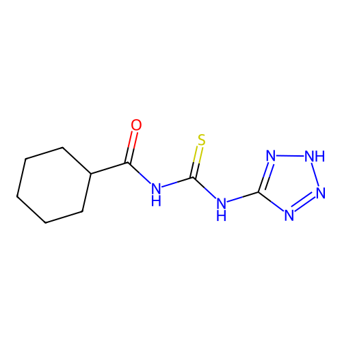 N-(cyclohexylcarbonyl)-N'-(1H-tetraazol-5-yl)thiourea structure