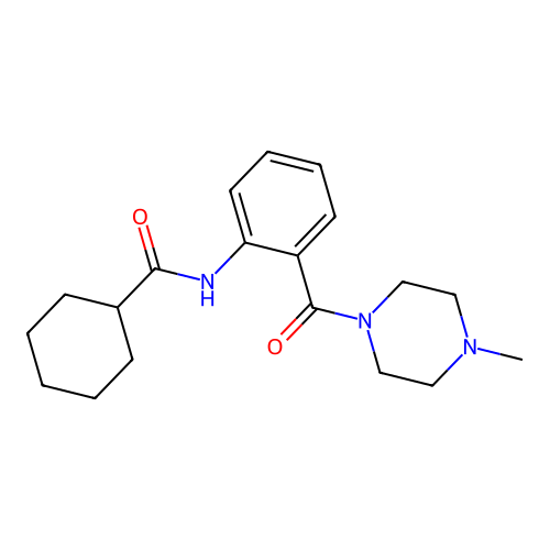 N-[2-(4-methylpiperazine-1-carbonyl)phenyl]cyclohexanecarboxamide structure