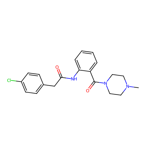 2-(4-chlorophenyl)-N-[2-(4-methylpiperazine-1-carbonyl)phenyl]acetamide structure