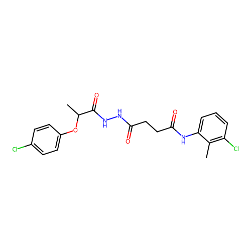 4-[(3-Chloro-2-methylphenyl)amino]-4-oxobutanoic acid 2-[2-(4-chlorophenoxy)-1-oxopropyl]hydrazide structure
