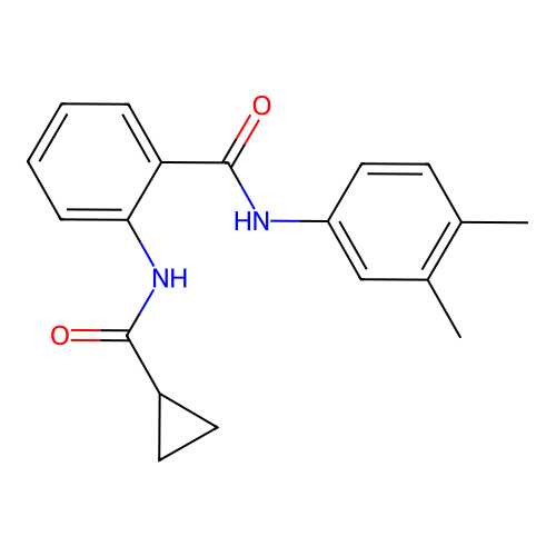 2-[(cyclopropylcarbonyl)amino]-N-(3,4-dimethylphenyl)benzamide structure
