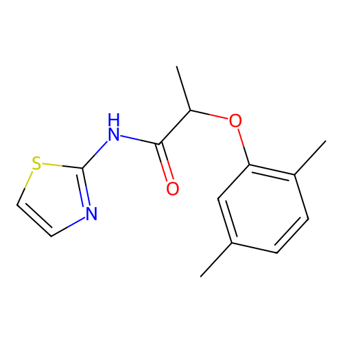 2-(2,5-dimethylphenoxy)-N-(1,3-thiazol-2-yl)propanamide structure