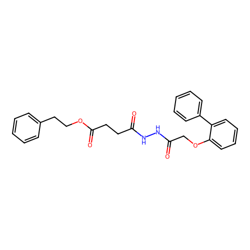 2-Phenylethyl 4-{2-[(biphenyl-2-yloxy)acetyl]hydrazinyl}-4-oxobutanoate structure