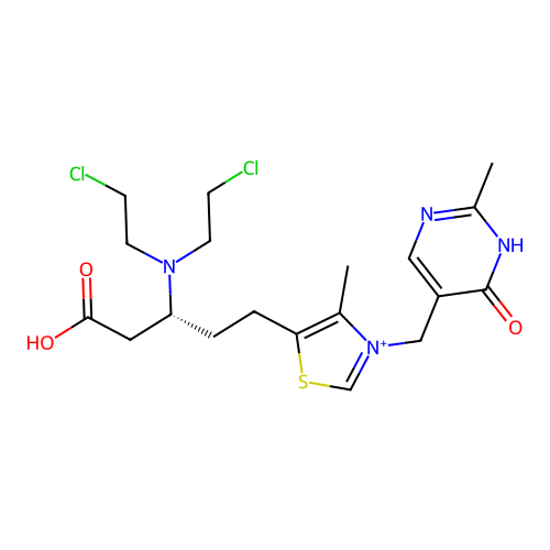3-(2,2-Dichlorodiethyl)aminopropionic acid oxythiamine ester structure