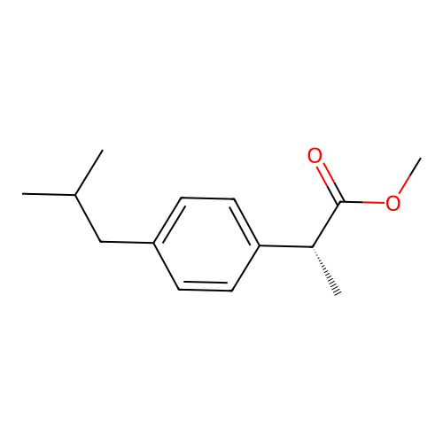 Methyl (alphaR)-alpha-methyl-4-(2-methylpropyl)benzeneacetate structure