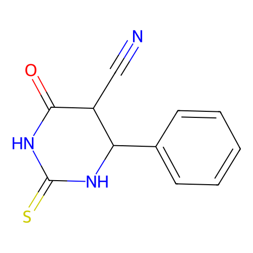 5-Cyano-4-oxo-6-phenyl-2-thioxohexahydropyrimidine structure