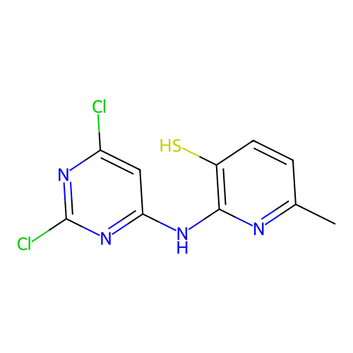 3-Pyridinethiol, 2-((2,4-dichloro-6-pyrimidinyl)amino)-6-methyl- structure