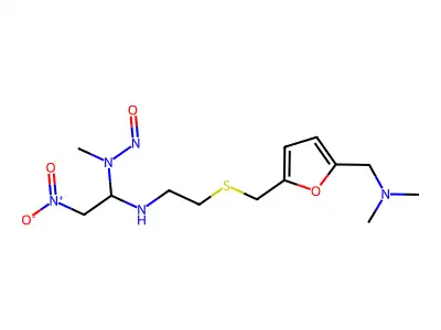 1,1-Ethanediamine, N'-(2-(((5-((dimethylamino)methyl)-2-furanyl)methyl)thio)ethyl)-N-methyl-2-nitro-N-nitroso- structure