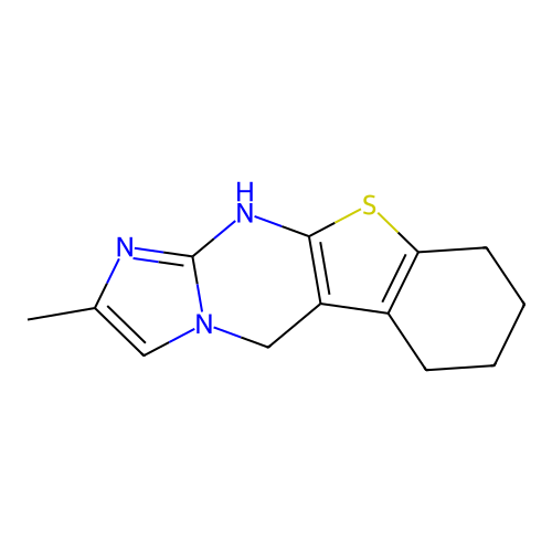 2-Methyl-5,6,7,8,9,11-hexahydro(1)benzothieno(2,3-d)imidazo(1,2-a)pyrimidine structure