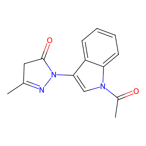 2-(1-acetylindol-3-yl)-5-methyl-4H-pyrazol-3-one structure