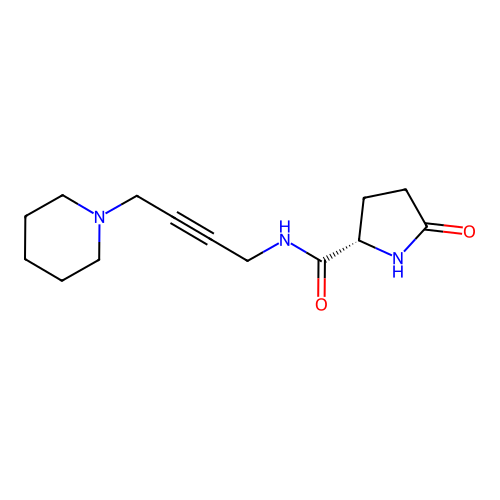 2-Pyrrolidinecarboxamide, 5-oxo-N-(4-(1-piperidinyl)-2-butynyl)-, (S)- structure