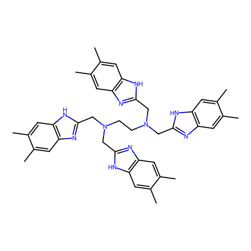 N,N,N',N'-tetrakis[(5,6-dimethyl-1H-benzimidazol-2-yl)methyl]ethane-1,2-diamine structure